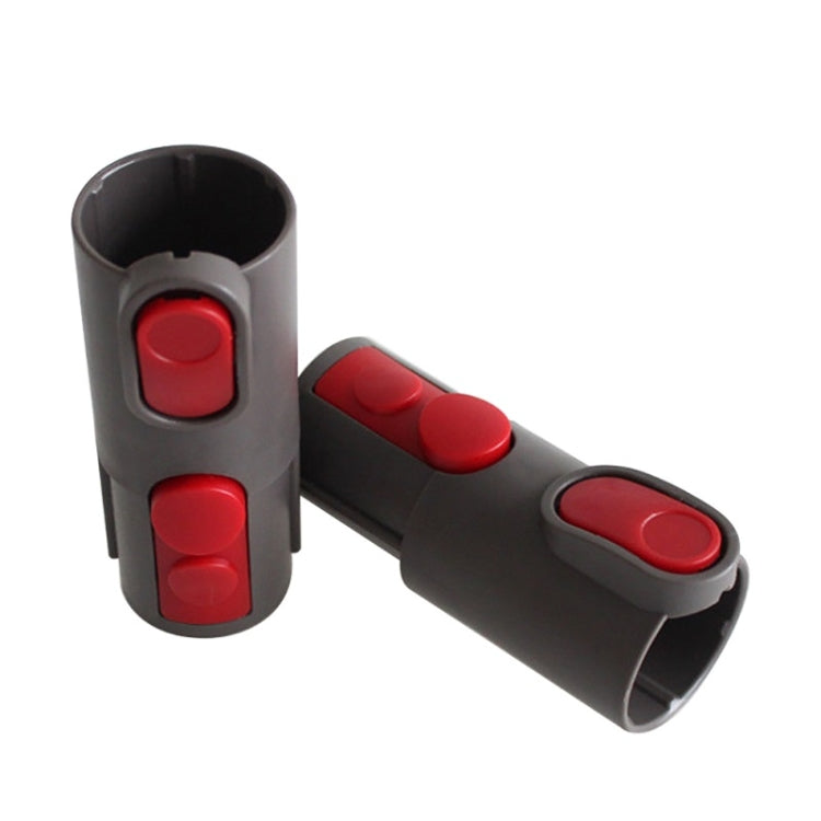 Vacuum cleaner adapter: two-piece gray connector with red control caps