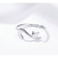 Silver-tone cat open ring, side view with cat head cutout
