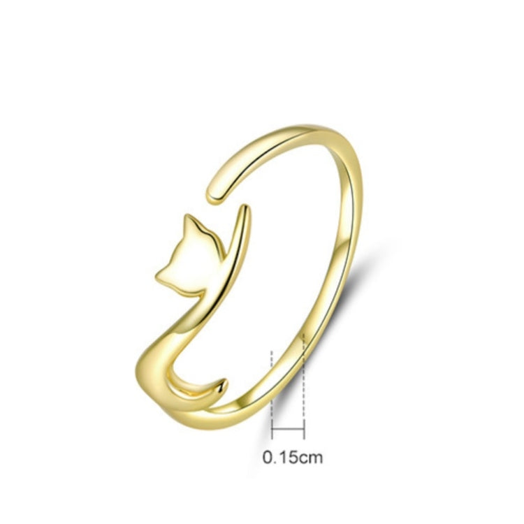 Gold-tone cat open ring with cat head motif