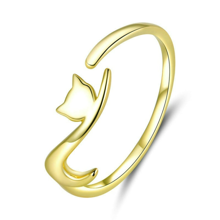 Gold-tone cat open ring with cat head cutout