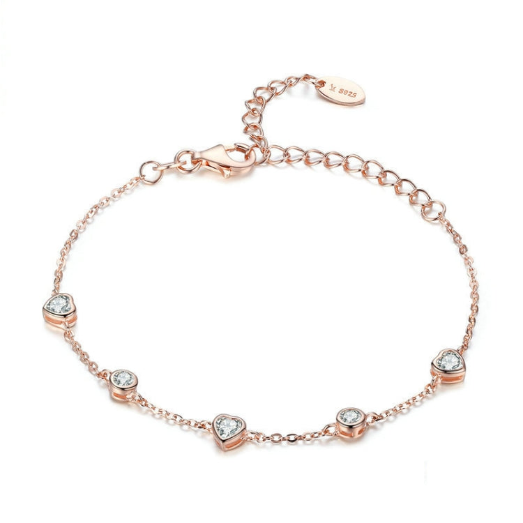 Rose gold plated zircon tennis bracelet with oval crystal links and S925 clasp