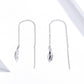 Sterling silver-tone long chain drop earrings with small feather charm