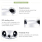 Panda face earring close-up showing black enamel and polished silver finish