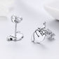 Sterling silver sloth stud earring with butterfly post backing, angled view
