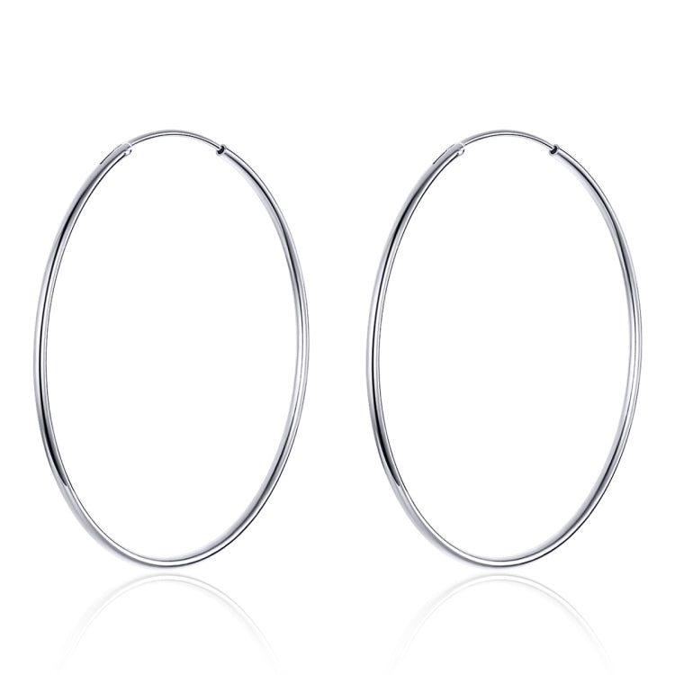 Platinum-plated sterling silver hoop earrings, large oval hoops with hinged clasp