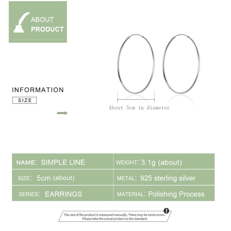 Simple oval hoop earrings in silver-tone, small side view