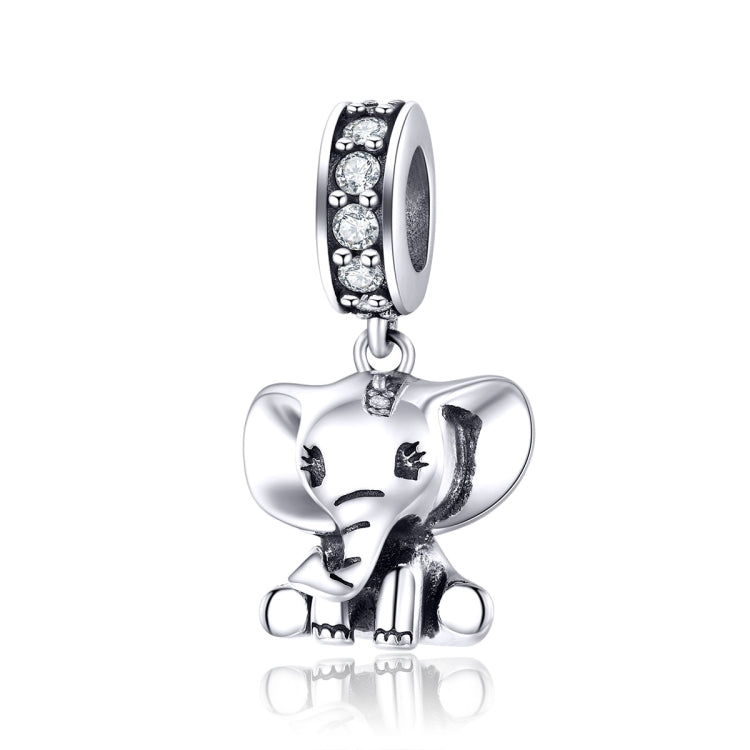 Sterling silver elephant pendant charm with pavé bead bail