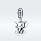 Sterling silver elephant charm pendant with crystal-studded bail