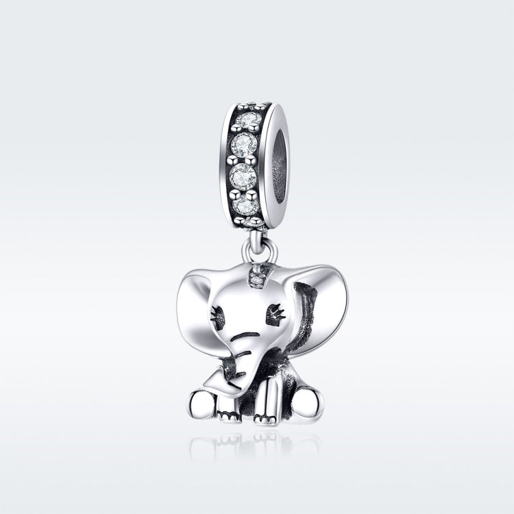 Sterling silver elephant charm pendant with crystal-studded bail