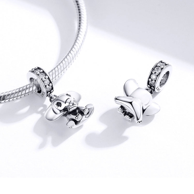 Silver charm bracelet with elephant charm, plus matching elephant pendant with CZ ring