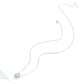 Silver zircon pendant necklace with round halo setting and chain links, angled view