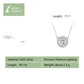 Silver zircon halo pendant necklace, round center stone on a fine chain