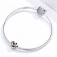 Silver snake-chain bracelet with heart charm bead featuring orange CZ heart center