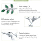 S925 sterling silver hummingbird necklace with green CZ leaf details