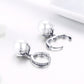 Silver hoop earrings with round shell bead and pavé accents