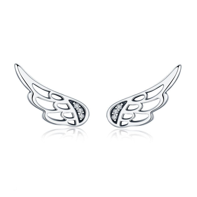 Sterling silver wing stud earrings with crystal accents