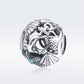 Sterling silver beach charm bead with anchor motif and blue CZ inlay