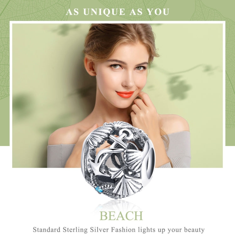 Sterling silver anchor beach charm bead worn on pendant necklace
