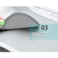 Medical waist support brace with velcro buckle and stitched fabric edge close-up