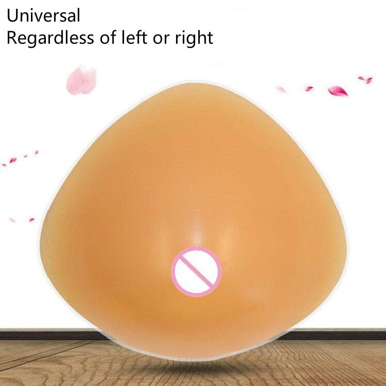Triangular concave silicone breast prosthesis, smooth tan, universal fit shape