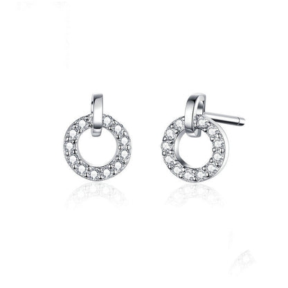 Sterling silver small hoop earrings with zircon stones and platinum plating