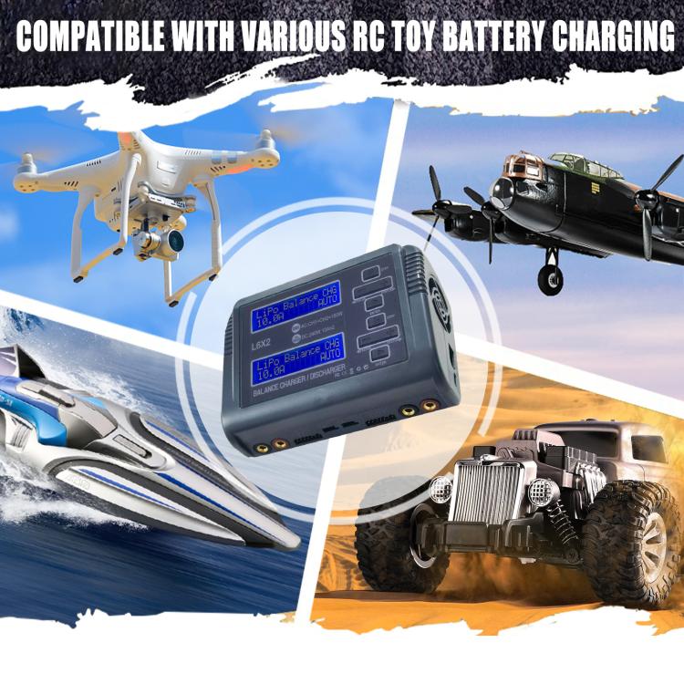 LiPo balance battery charger with LCD screen and connected charging cables