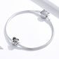 Snake chain bracelet with silver heart paw print charm bead and side clasp