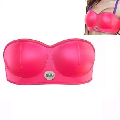 Pink rechargeable electric breast massager with control panel on front