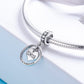 Sterling silver round "MOM" heart charm on a coiled snake chain with heart motif