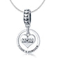 Sterling silver heart charm pendant with "MOM" and love u forever on a chain necklace