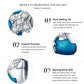 Sterling silver bead bracelet charm infographic with CZ and blue enamel details