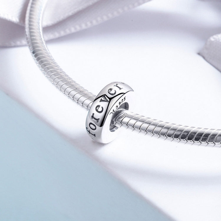 Sterling silver heart charm bead on a silver snake chain with “love you”