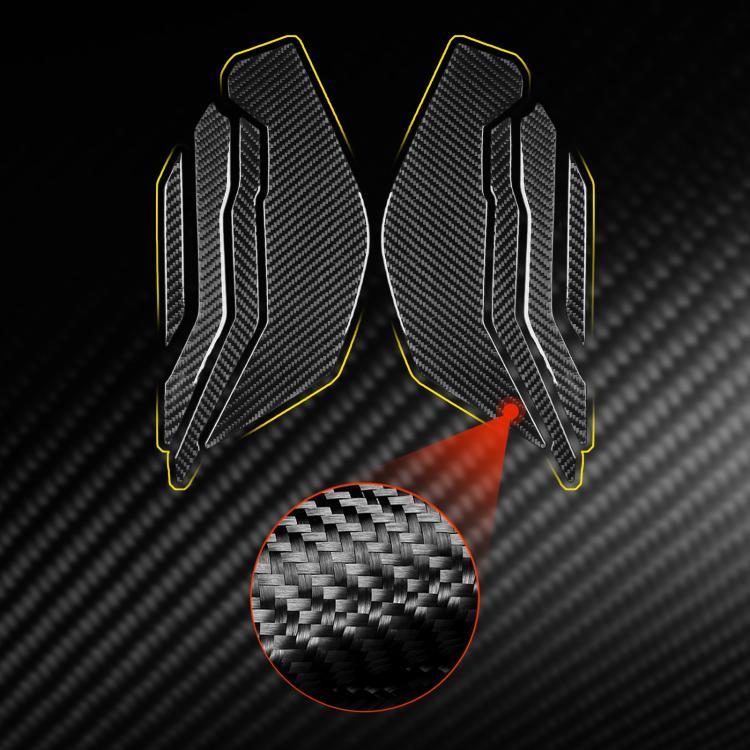Carbon-fiber style black fuel tank side sticker set with texture detail