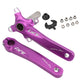 Purple hollow mountain bike crankset with left and right cranks and mounting hardware