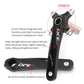 Black hollow mountain bike crankset with 104 BCD chainring mount and axle