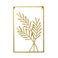 Gold metal leaf wall hanging in rectangular frame with branching leaf pattern