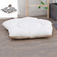 Dog sleeping mat bed with plain white quilted cushion and rounded padded edges
