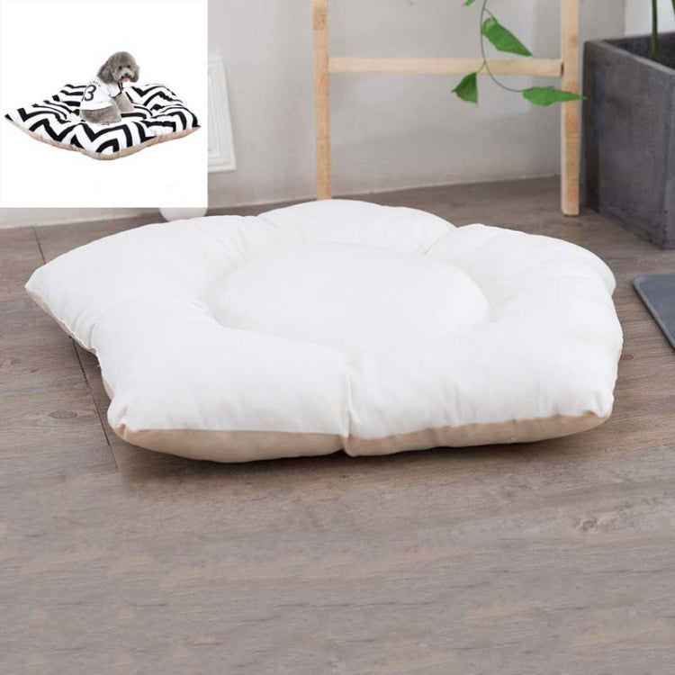 Dog sleeping mat bed with plain white quilted cushion and rounded padded edges