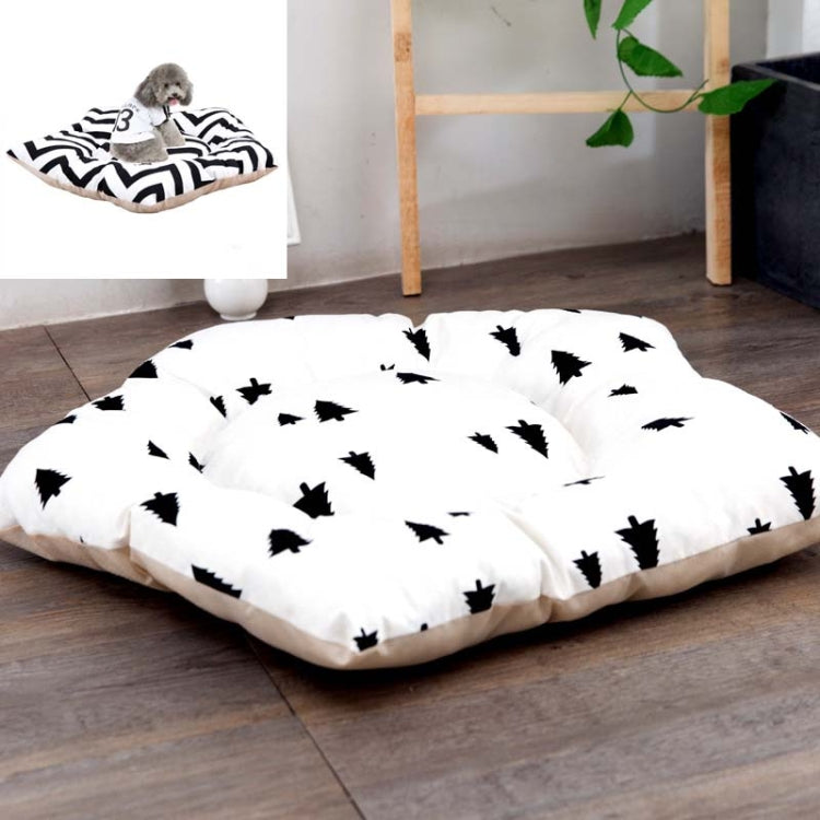 Dog sleeping mat bed with white cover and dark bird silhouette print