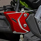 Motorcycle footrest decoration sticker set, red carbon-fiber style panel with silver screws