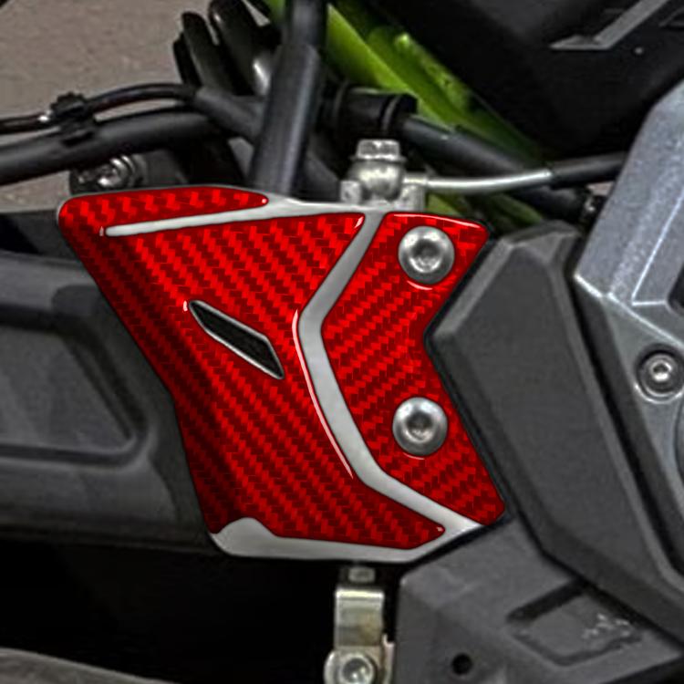 Motorcycle footrest decoration sticker set, red carbon-fiber style panel with silver screws