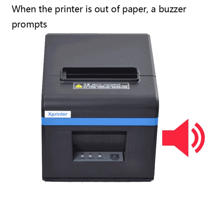 Xprinter XP-N160II thermal receipt printer with blue front band and buzzer indicator
