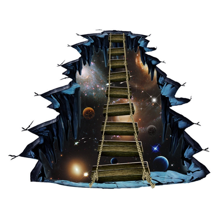 Nebula-themed blue bridge floor sticker with planet details and glowing lights