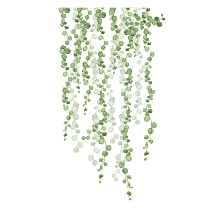 Sheet of green leaf dangling wall stickers with vertical vine strands and small leaf circles