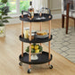 Luxury Movable Trolley Simple Kitchen Living Room Storage Tea Set Rack, Three Layers, Two Layers