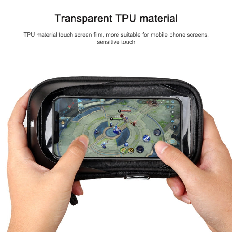 Black waterproof phone holder with transparent touch-screen TPU window