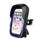 Blue waterproof touch phone holder case with clear screen window and handlebar mount