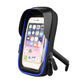 Blue waterproof touch phone holder case with clear screen window and clamp handlebar mount
