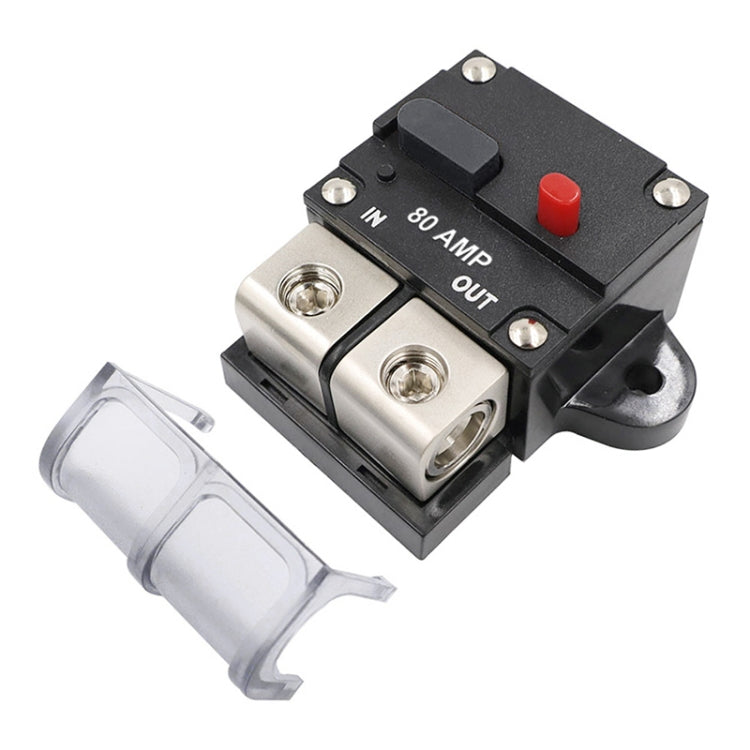 Car audio fuse circuit breaker holder, 80A rating, black base with black lever cap