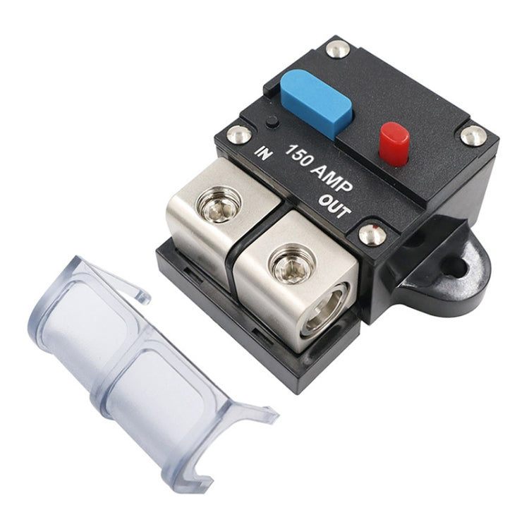 Car audio fuse circuit breaker holder, 150A rating, black base with blue lever cap